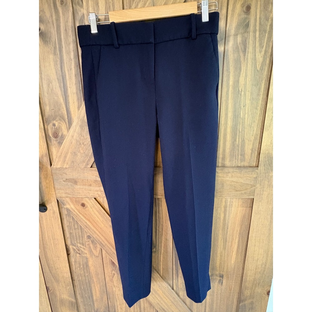 J.Crew Cameron Slim Crop Pants Navy Blue Bi-Stretch Cotton Trousers Womens Sz 2
